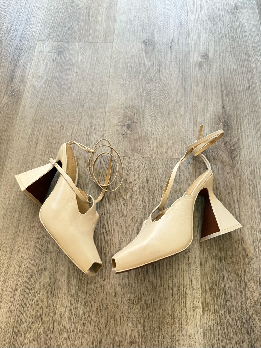 cult gaia lorena cream leather sculptural high heel ankle pumps mules shoes 38 - Picture 5 of 11